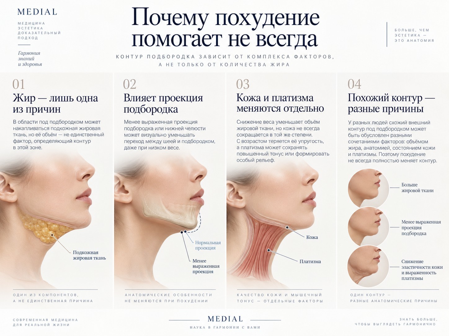 Жировая ткань, кожа и костная форма могут по-разному влиять на контур после похудения. ИИ-иллюстрация.